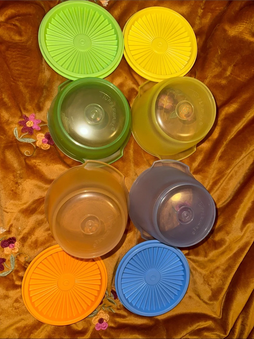 Tupperware Classic Sheer Servalier, Set of 4, NIB, Retro 2000s, Pastel / Jewel